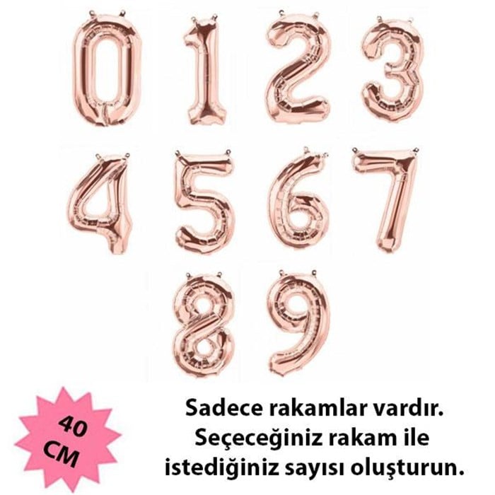 Rose Gold Rakam Folyo Balon - 40 cm