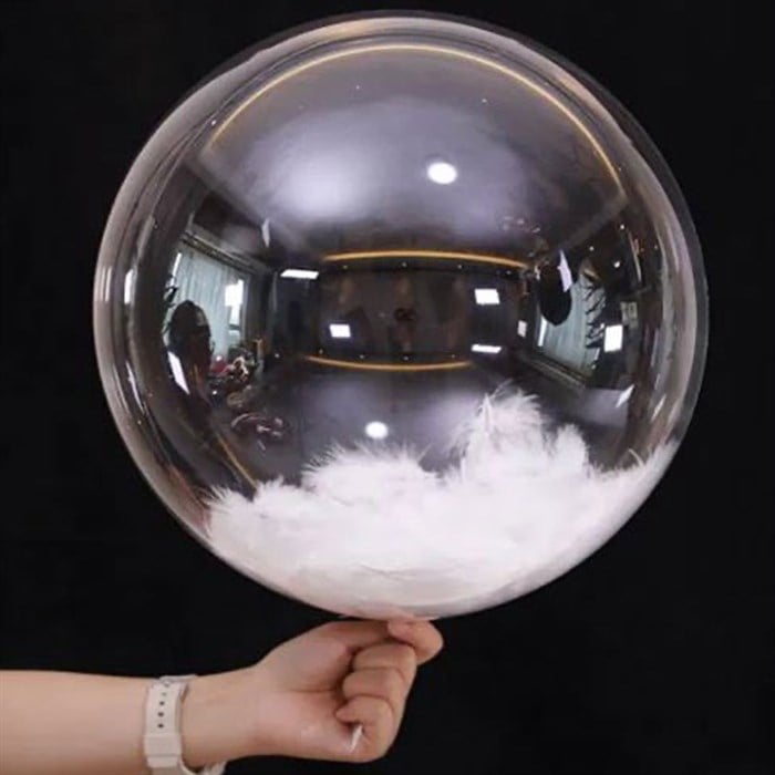 Şeffaf Beyaz Tüylü Bobo Balon 60 cm