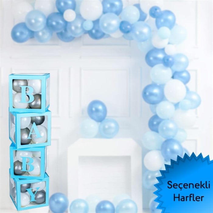 Şeffaf Kutu ve Harf - Mavi - 25 Cm