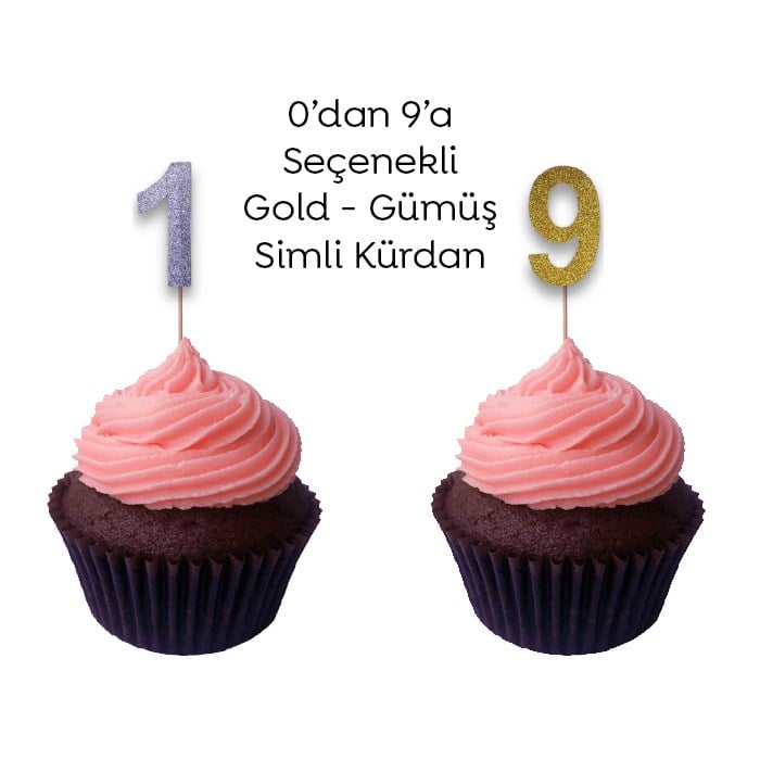 Simli Eva Rakam Kürdan - Gold - Gümüş