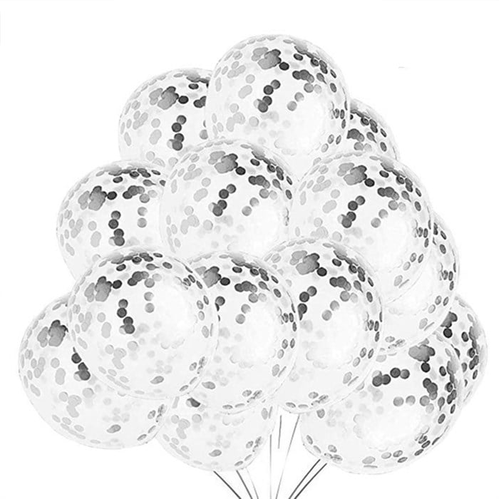 Siyah Konfetili Şeffaf Balon Seti 