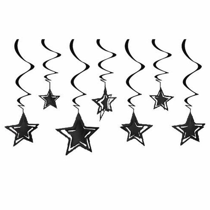 Siyah Yıldız Tavan Süs 10'lu