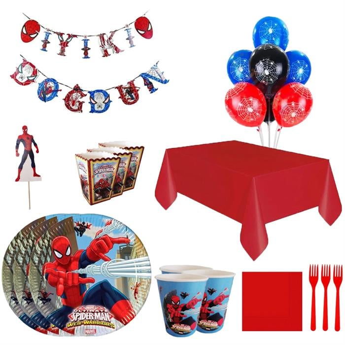 Spiderman Doğum Günü Seti 8 Kişilik