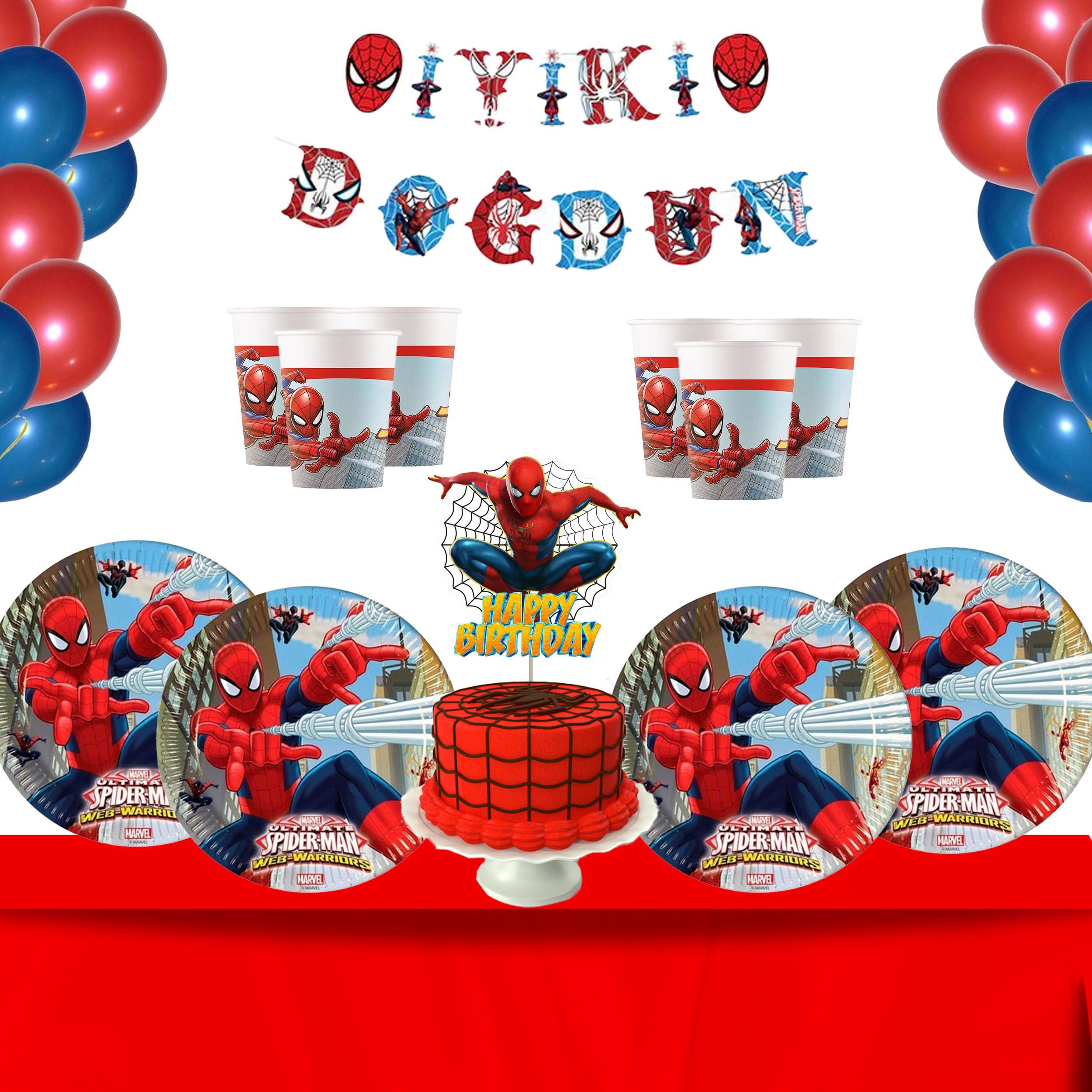 Spiderman Temalı 16 Kişilik Doğum Günü Seti