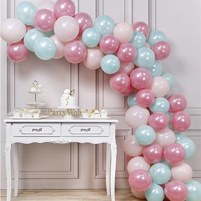 Su Yeşili Pembe Somon Kristal Balon Zincir Seti 2.5m