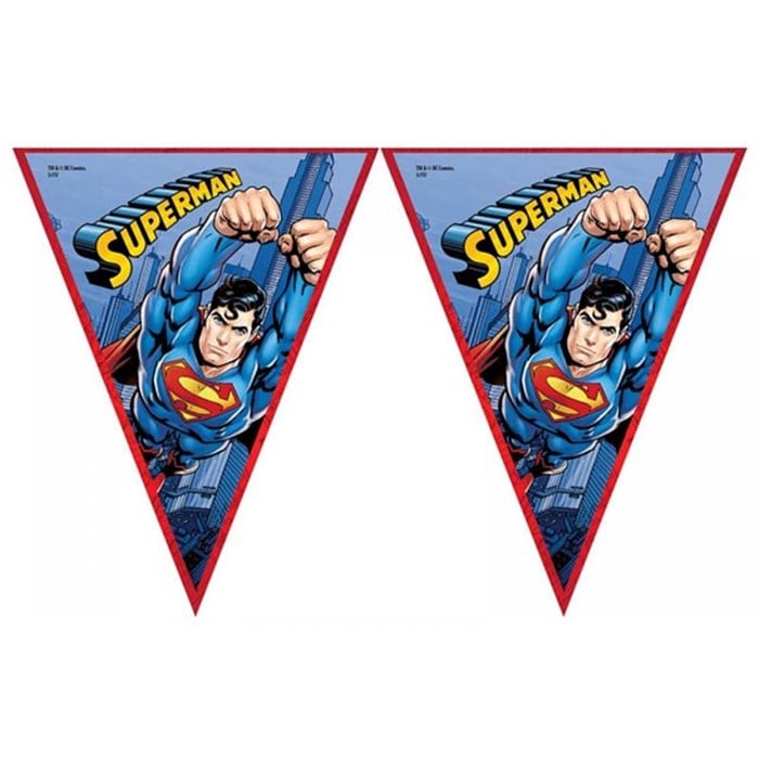 Superman Üçgen Flama Bayrak Seti - 3.20 m