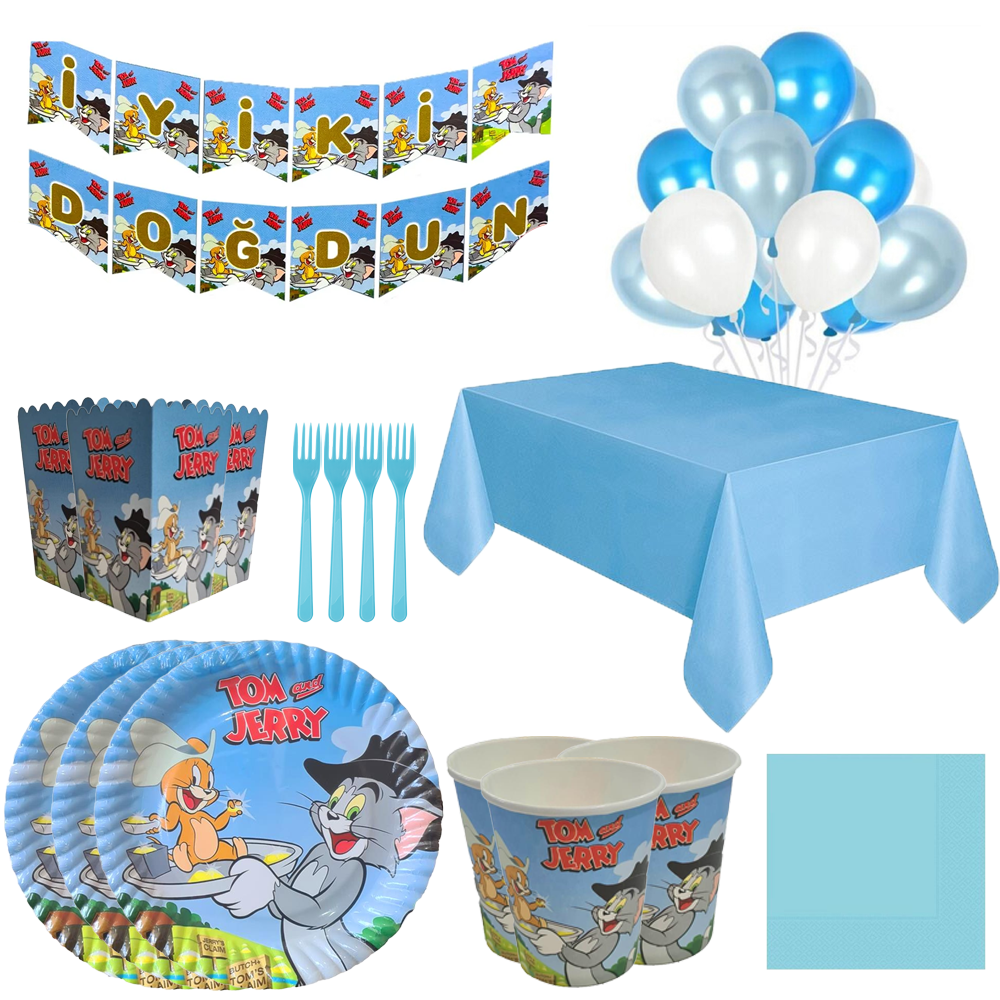 Tom ve Jerry Temalı Doğum Günü Seti 24 Kişilik