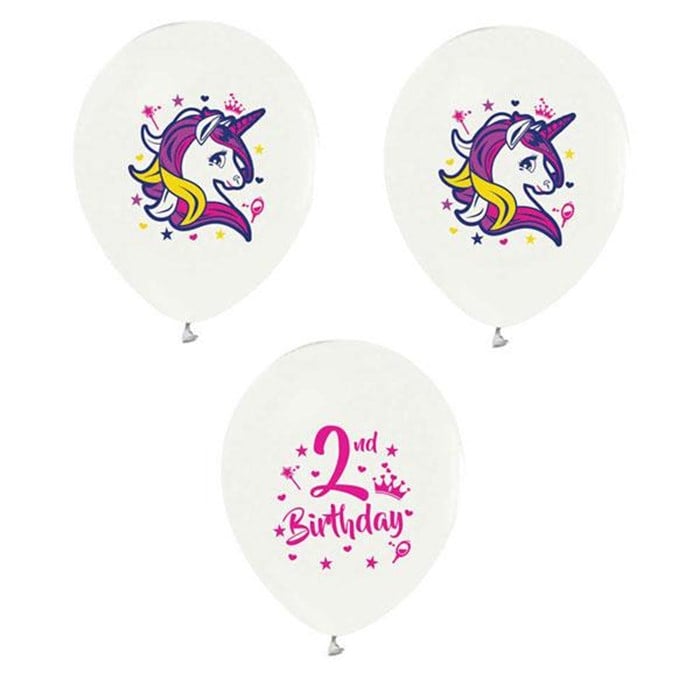 Unicorn Temalı 2 Yaş Balon - 10 Adet