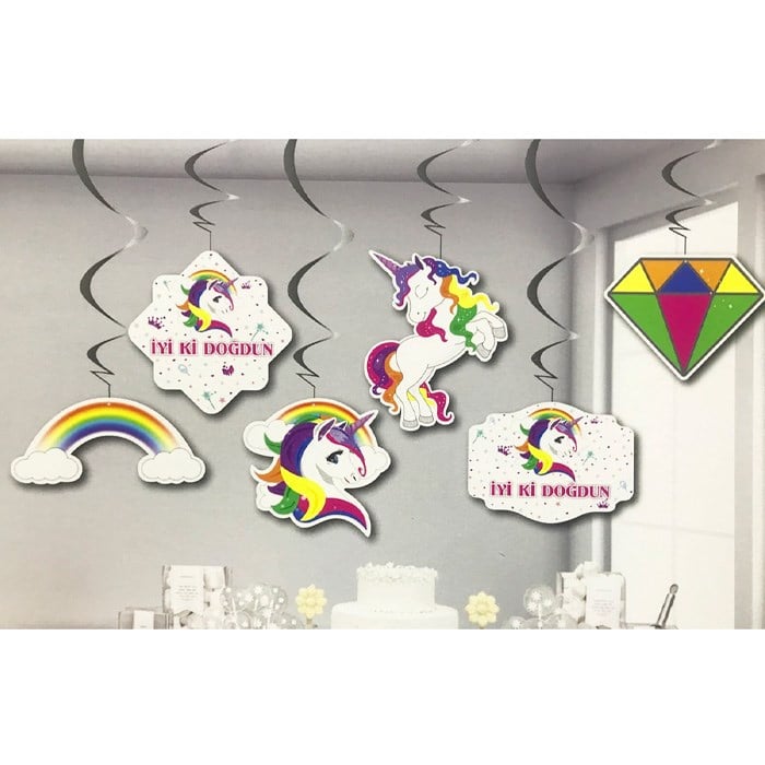 Unicorn Temalı Asma Süs Seti 6'lı