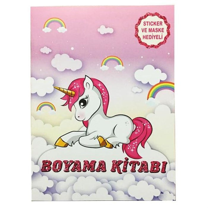 Unicorn Temalı Boyama Kitabı (Sticker+Maskeli)