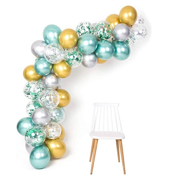 Yeşil Gold Gümüş Konfetili Balon Zincir Seti 