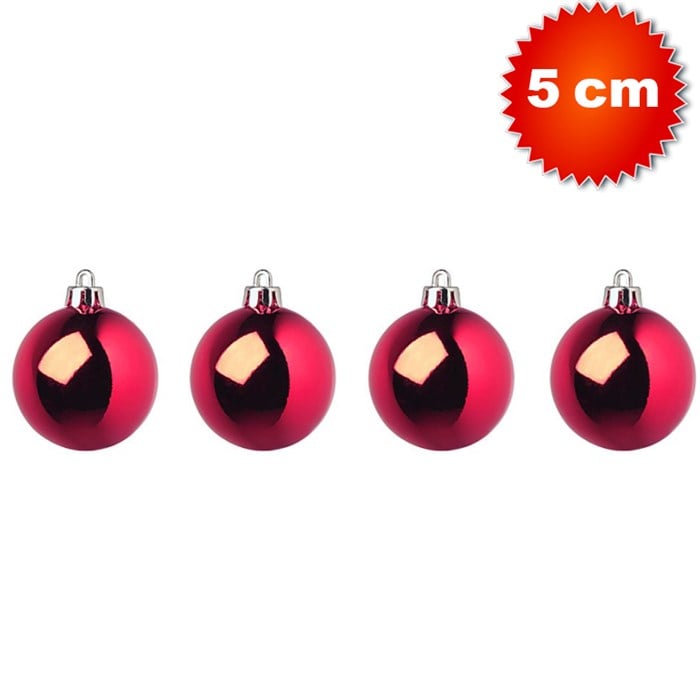 Yılbaşı Ağacı Kırmızı Top Süs 5 cm 4'lü