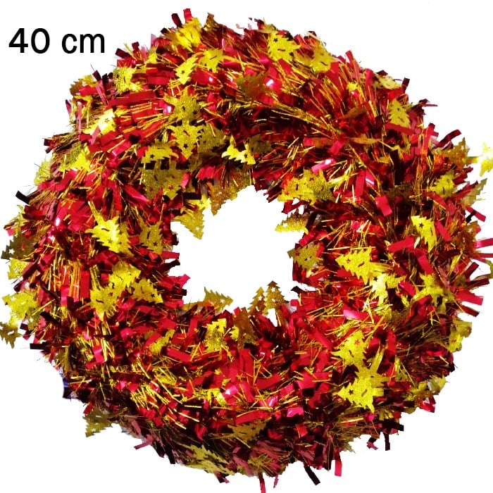 Yılbaşı Kapı Süsü Metalize Kırmızı Gold