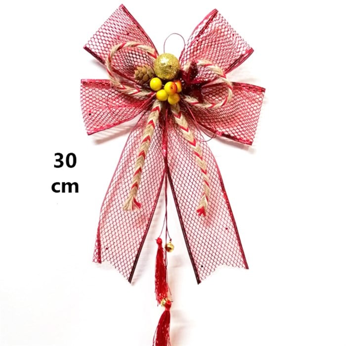 Yılbaşı Kırmızı Fiyonk Kapı Süsü 