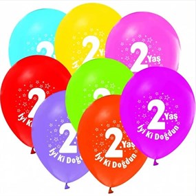 2 Yaş Karışık Renk Balon - 10 Adet
