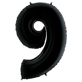 9 Rakam Siyah Folyo Balon - 1 Metre