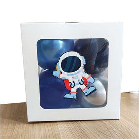 Astronot Temalı Şeffaf Kutu Seti 25 cm