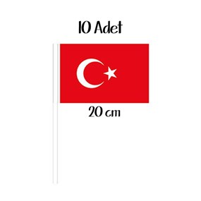 Çubuklu Türk Bayrağı - 10 Adet