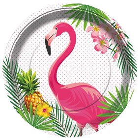 Flamingo Parti Konsepti Karton Tabak 8 Adet 23 cm