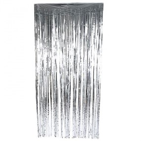 Gümüş Işıltılı Püsküllü Arka Fon Perdesi 100x200 cm