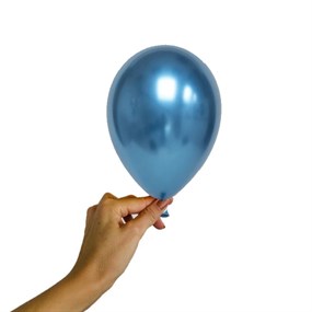 Mini Mavi Krom Balon - 5 Adet - 12 cm