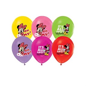 Minnie Mouse Doğum Günü Temalı Baskılı Balon - 10 Adet