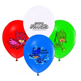 PJ Masks Pijamaskeliler Doğum Günü Baskılı Lateks Balon - 10 Adet