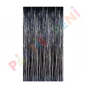 Siyah Işıltılı Püsküllü Arka Fon Perdesi 100x200 cm