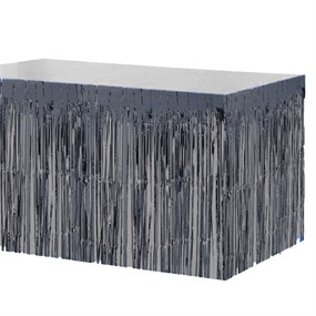 Siyah Işıltılı Püsküllü Masa Eteği - 360 cm x 76 cm
