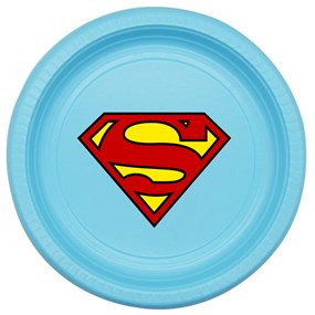 Superman Logo Stickerlı Mavi Karton Tabak 8 Adet