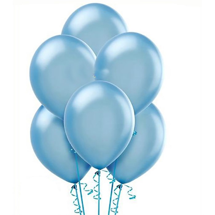 Açık Mavi Metalik Baskısız Lateks Balon - 10 Adet