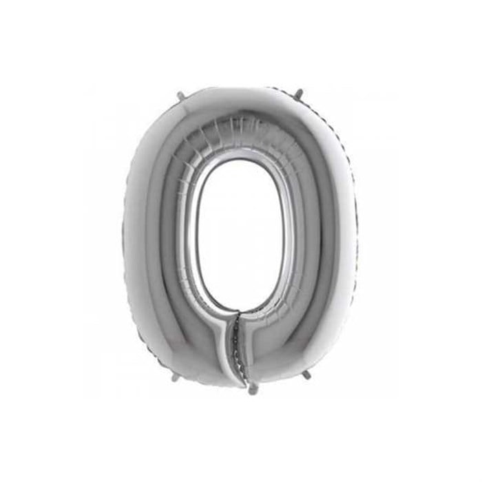 0 Rakam Gümüş Folyo Balon 40 cm