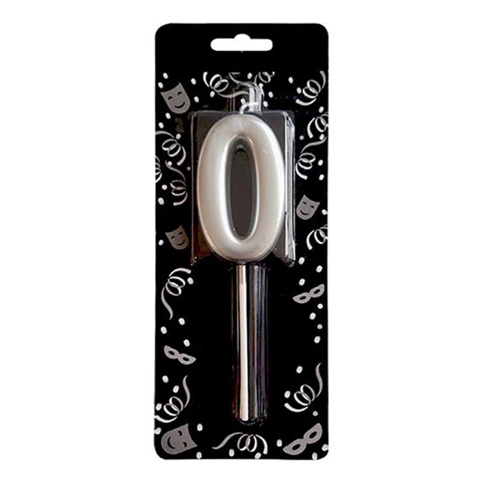 0 Rakam Lüks Gümüş Mum