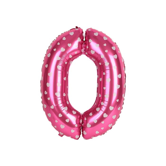 0 Rakam Pembe Kalpli Folyo Balon 40 cm