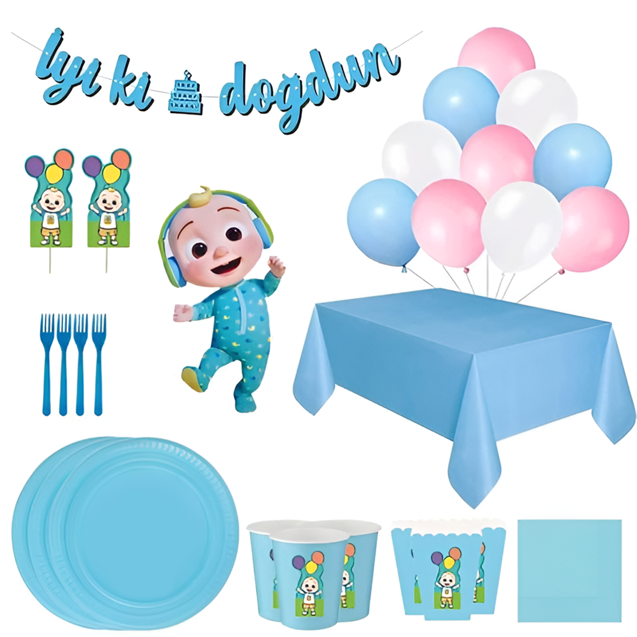Cocomelon Doğum Günü Seti 5 Kişilik