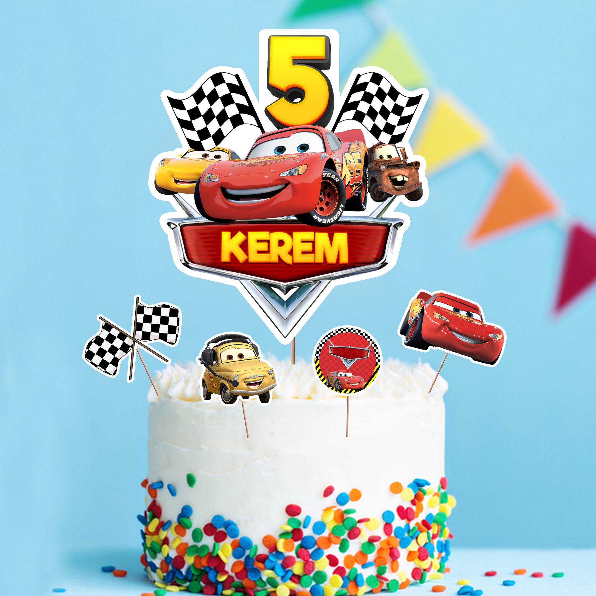 Kişiye Özel Cars Temalı Pasta Süsü Seti