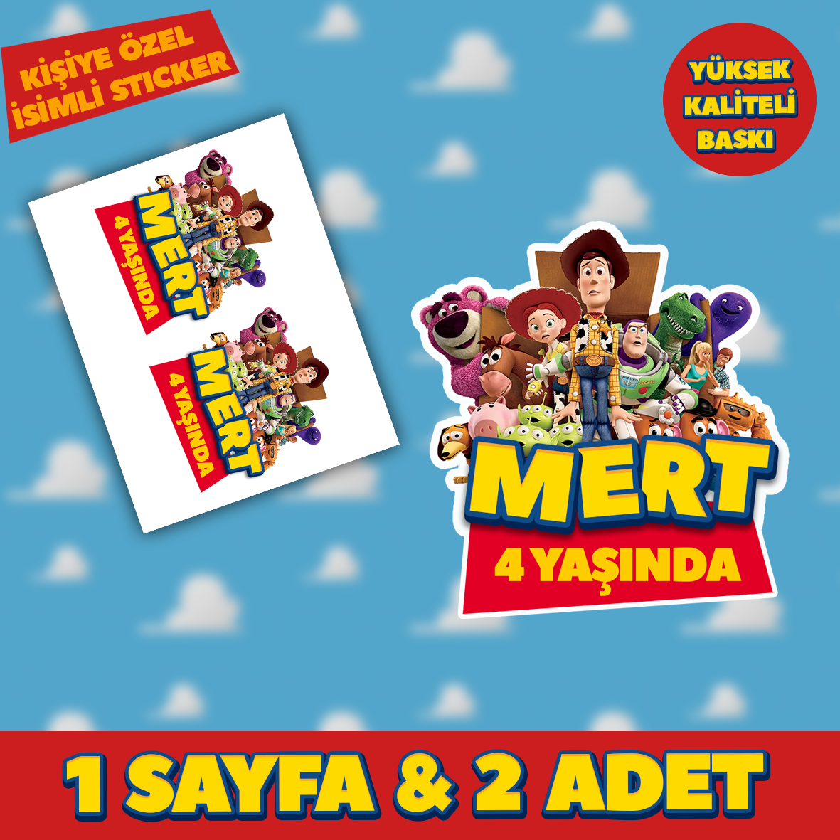 Kişiye Özel İsimli ToyStory Sticker 12 cm