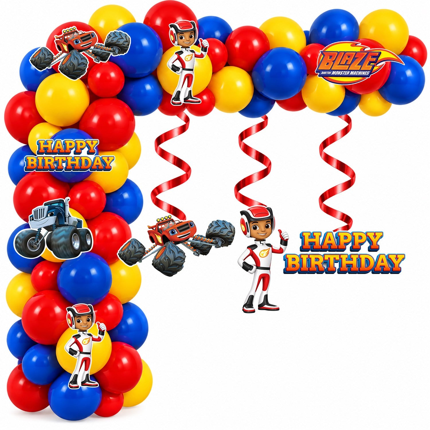 Blaze ve Yol Canavarları Temalı Balon Zincir Seti 3 Mt