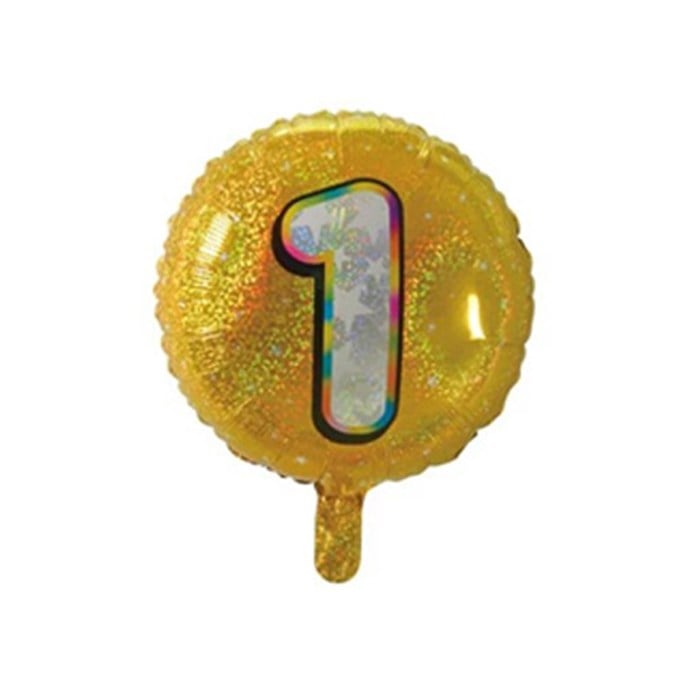 1 Rakam Gold Yuvarlak Folyo Balon - 45 cm