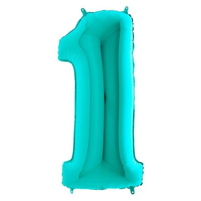 1 Rakam Turkuaz Folyo Balon - 1 Metre