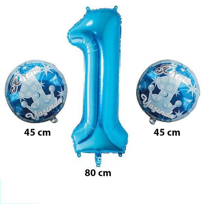 1 Yaş Doğum Günü Mavi Balon Seti 