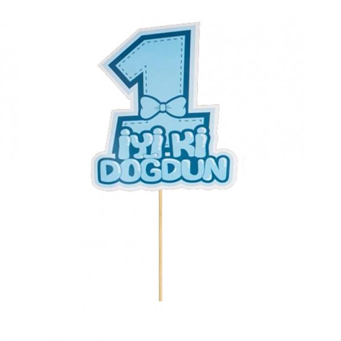1 Yaş Doğum Günü Mavi İyi ki Doğdun Konuşma Balonu