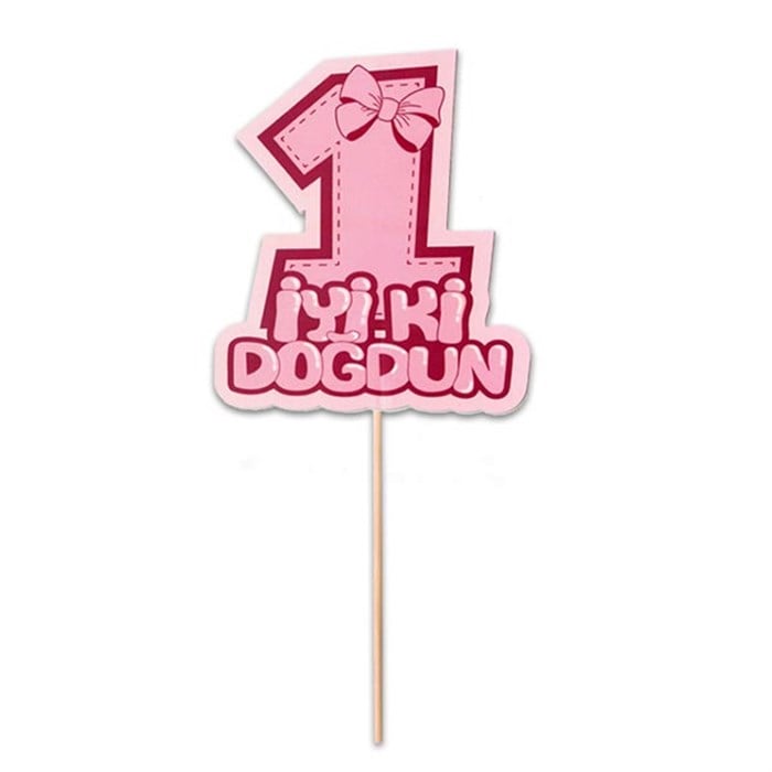 1 Yaş Doğum Günü Pembe İyi ki Doğdun Konuşma Balonu