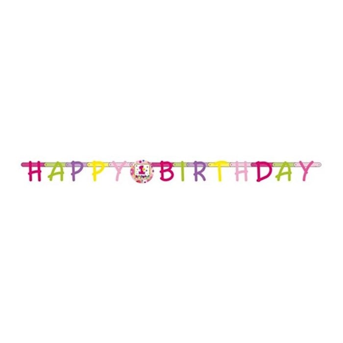 1 Yaş Happy Birhday Pembe Banner - 165 cm