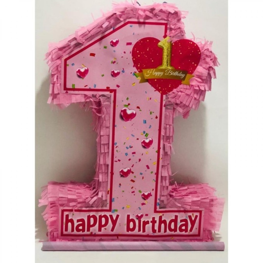 1 Yaş Temalı Pembe Pinyata