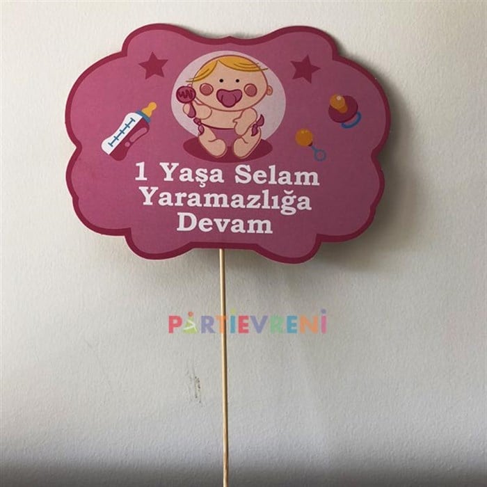 1 Yaşa Selam Pembe Konuşma Balonu