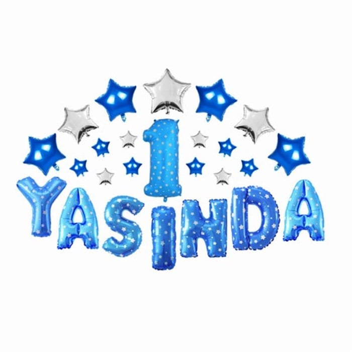 1 Yaşında Yazılı Mavi Folyo Balon