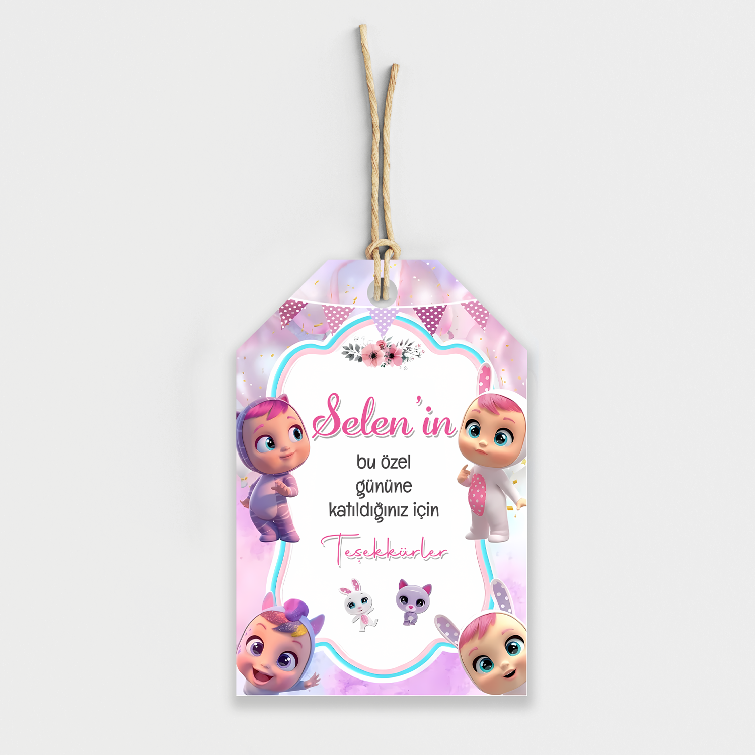 Cry Babies Temalı Kişiye Özel Teşekkür Kartı 8'li