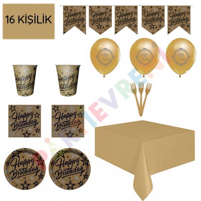 16 Kişilik Yetişkin Parti Seti Ekonomik Gold