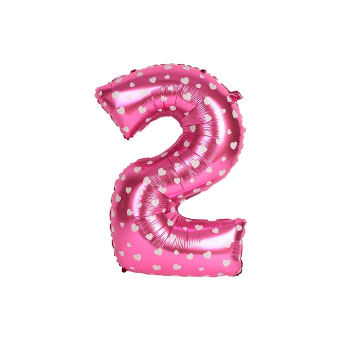 2 Rakam Pembe Kalpli Folyo Balon 40 cm